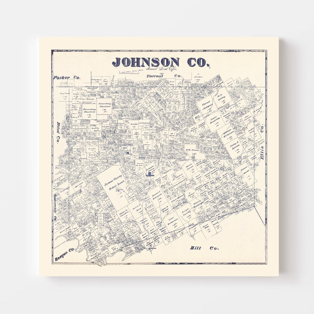 Vintage Map of Johnson County, Texas 1927