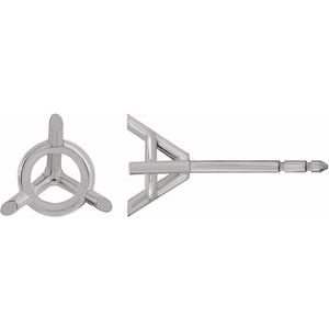 10K White Gold 11 mm Round 3-Prong Cocktail-Style Earring Mounting
