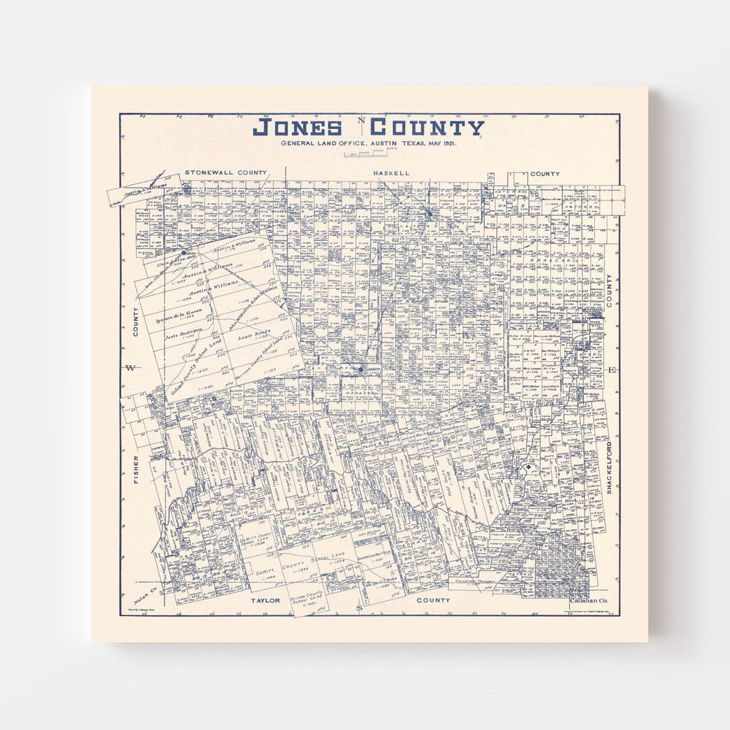Vintage Map of Jones County, Texas 1921