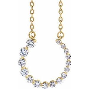 14K Yellow 3/8 CTW Natural Diamond Graduated Circle 16-18" Necklace