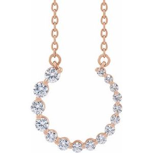14K Rose 3/8 CTW Natural Diamond Graduated Circle 16-18" Necklace