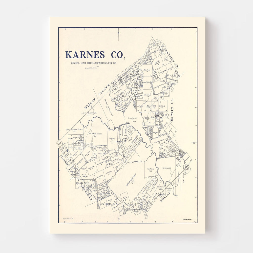 Vintage Map of Karnes County, Texas 1921
