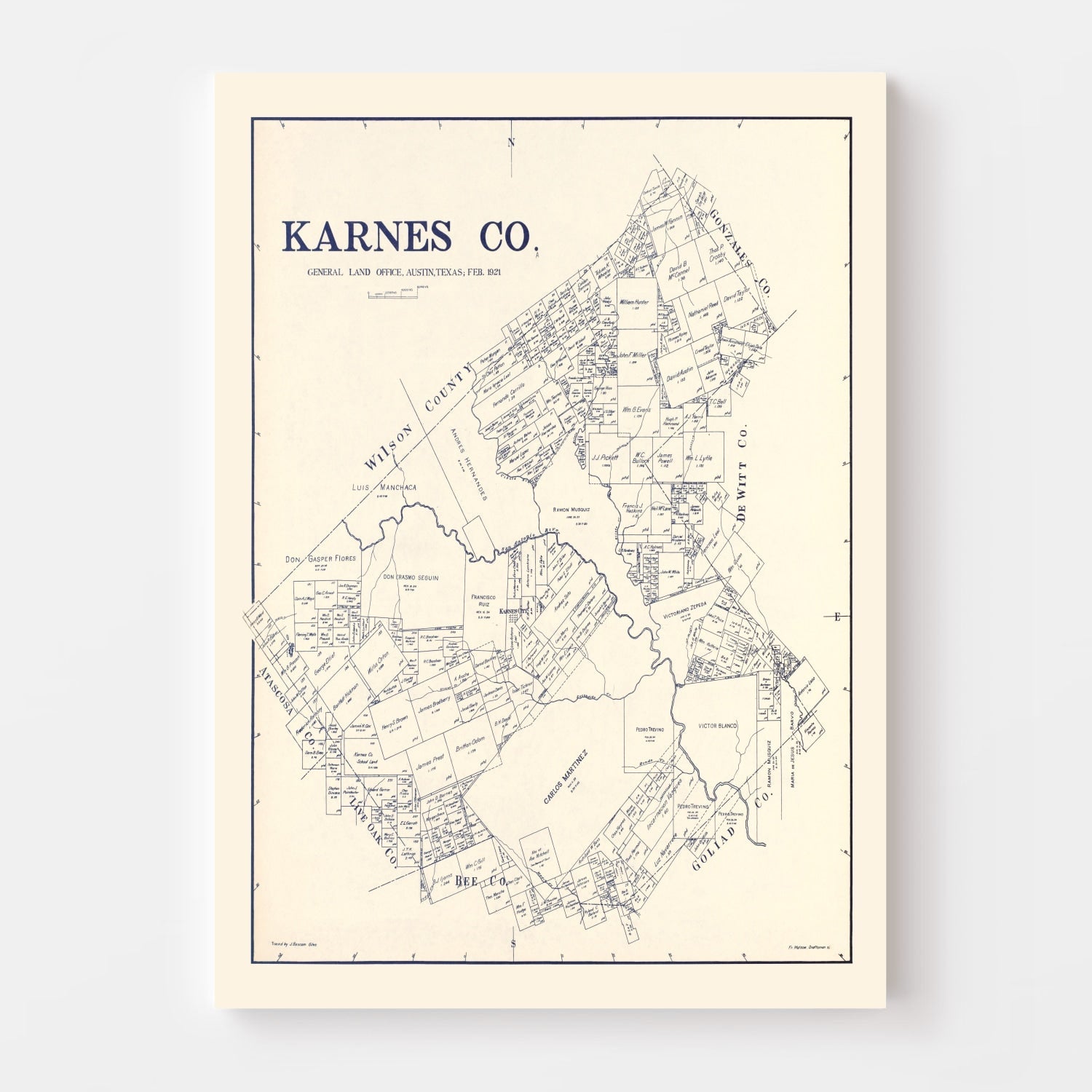 Vintage Map of Karnes County, Texas 1921