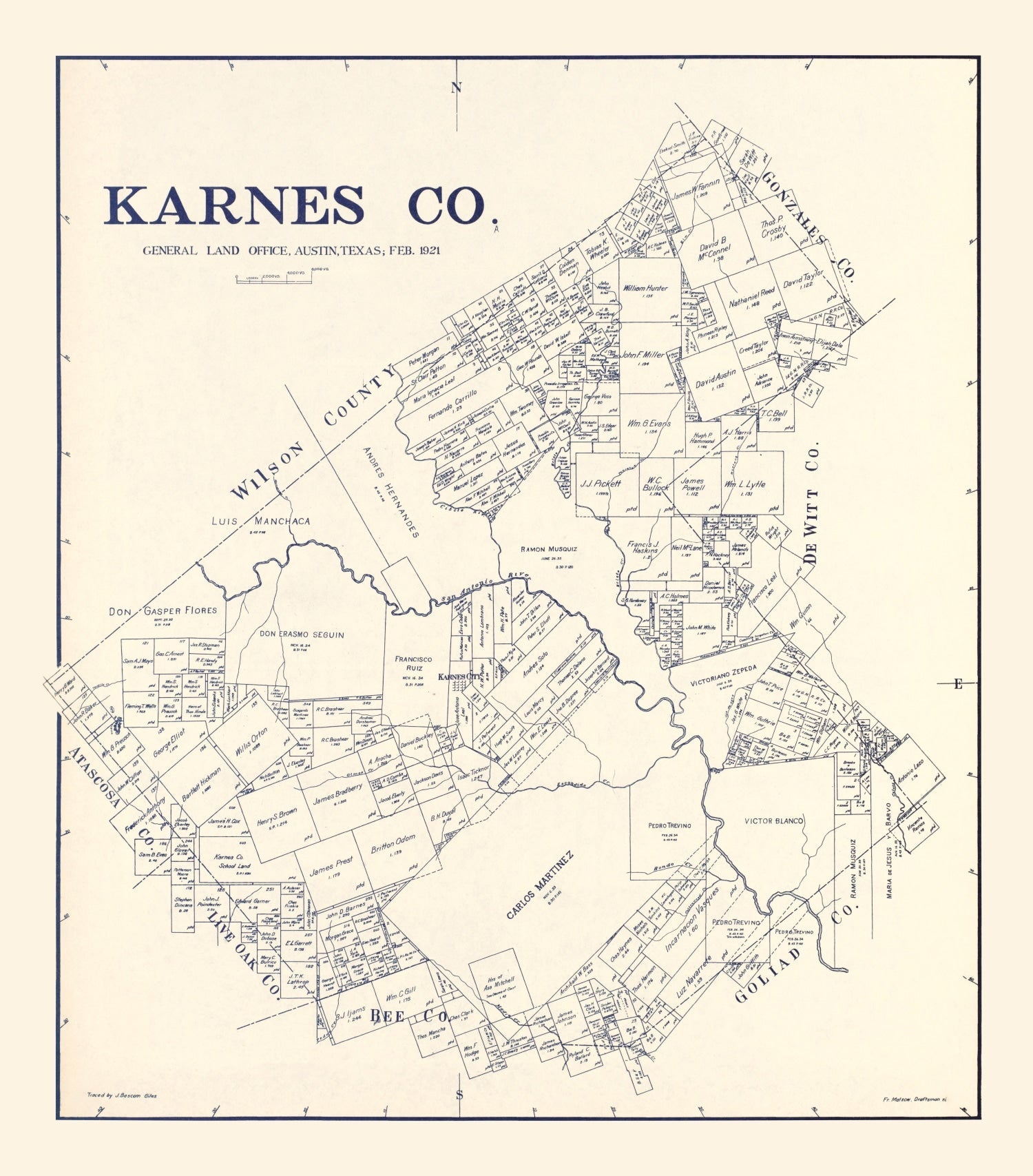 Vintage Map of Karnes County, Texas 1921