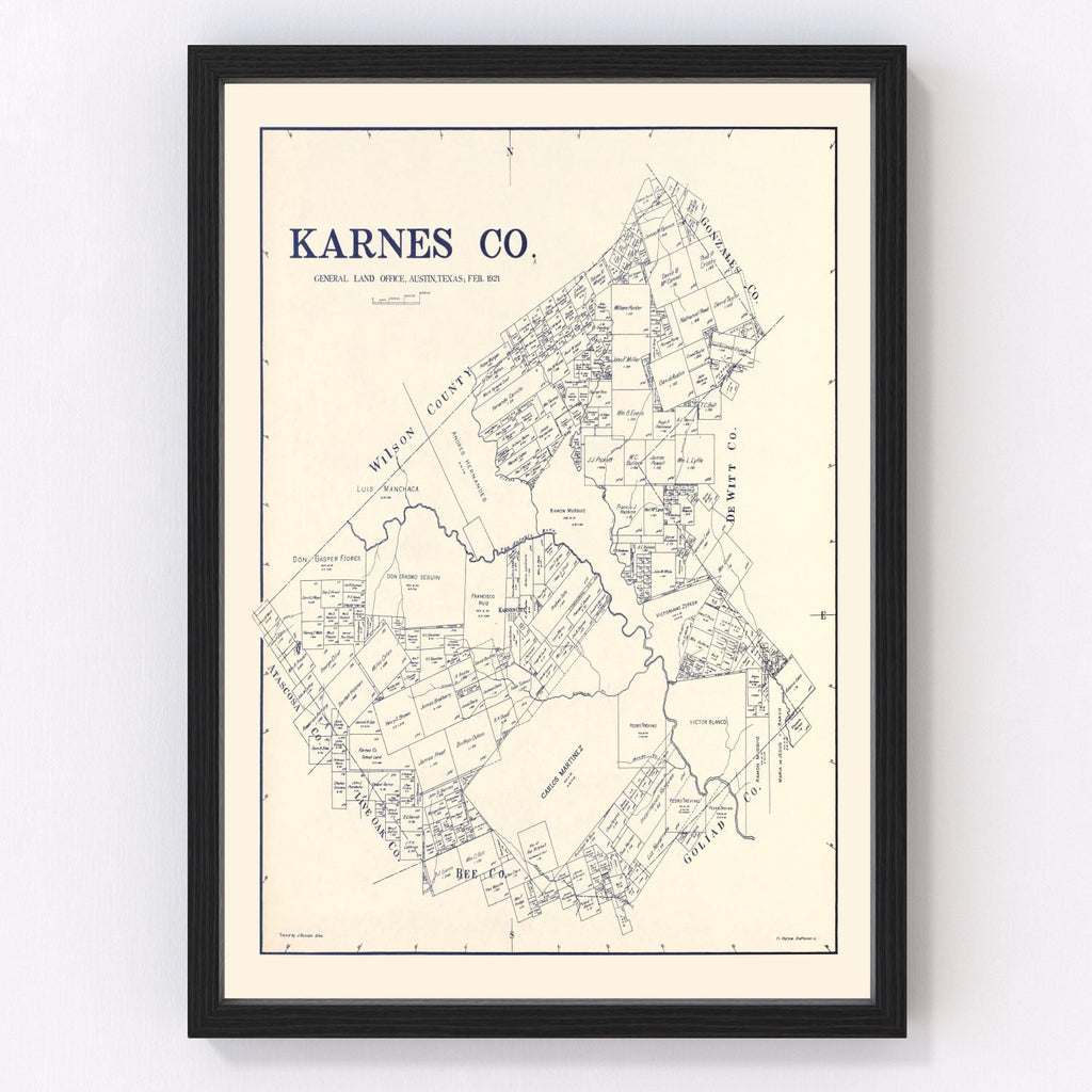 Vintage Map of Karnes County, Texas 1921