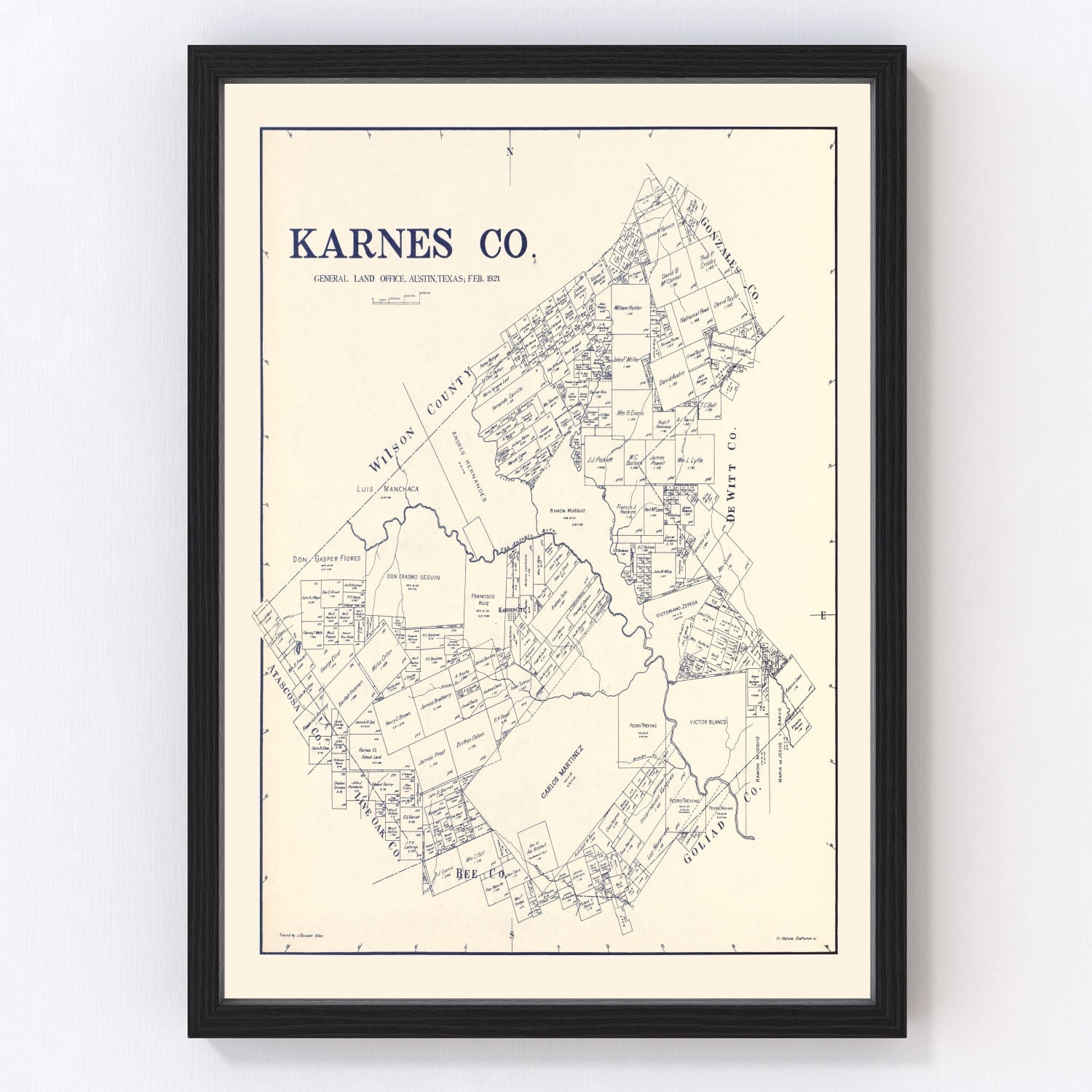 Vintage Map of Karnes County, Texas 1921
