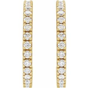 14K Yellow Gold 1 5/8 CTW Natural Diamond 24.7 mm Hoop Earrings – image 2