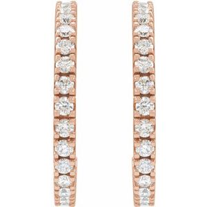14K Rose Gold 1 5/8 CTW Natural Diamond 24.7 mm Hoop Earrings – image 2