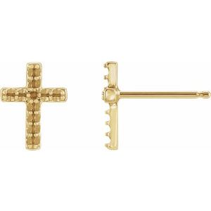 14K Yellow Gold Cross Single Earring Mounting