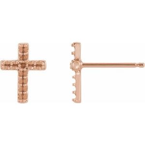 14K Rose Gold Cross Single Earring Mounting