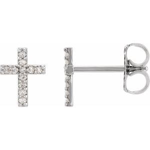 14K White Gold .025 CTW Natural Diamond Cross Single Earring