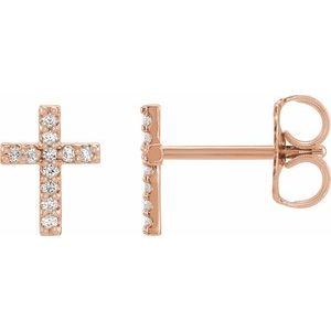 14K Rose Gold .025 CTW Natural Diamond Cross Single Earring