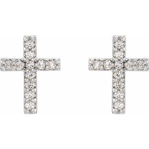 14K White Gold .05 CTW Natural Diamond Cross Earrings