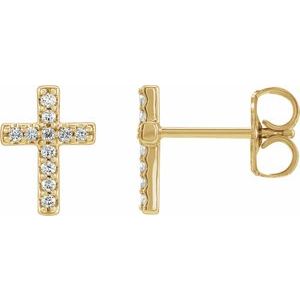 14K Yellow Gold .08 CTW Natural Diamond Cross Earrings