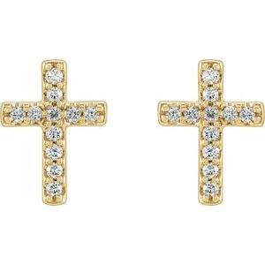 14K Yellow Gold .08 CTW Natural Diamond Cross Earrings – image 2