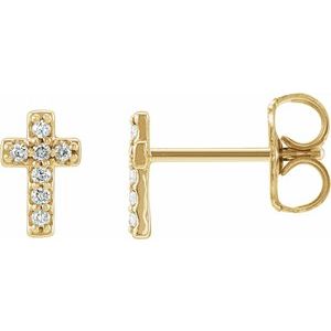 14K Yellow Gold .06 CTW Natural Diamond Cross Earrings