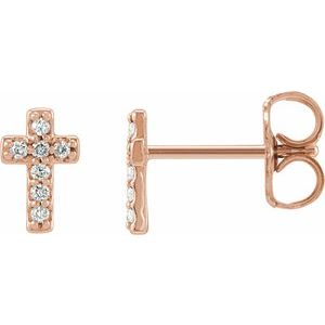 14K Rose Gold .03 CTW Natural Diamond Cross Single Earring