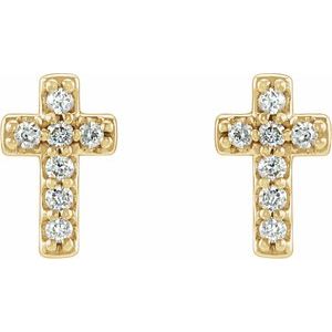 14K Yellow Gold .06 CTW Natural Diamond Cross Earrings – image 2