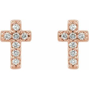 14K Rose Gold .06 CTW Natural Diamond Cross Earrings – image 2