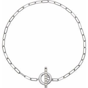 Sterling Silver 1/10 CTW Natural Diamond Toggle 7" Bracelet – image 2