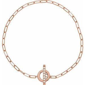 14K Rose Gold 1/10 CTW Natural Diamond Toggle 7" Bracelet – image 2
