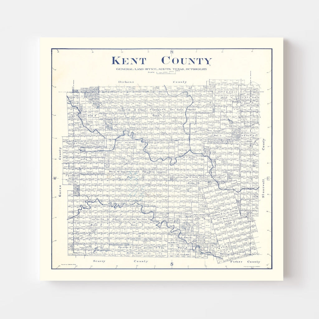 Vintage Map of Kent County, Texas 1921