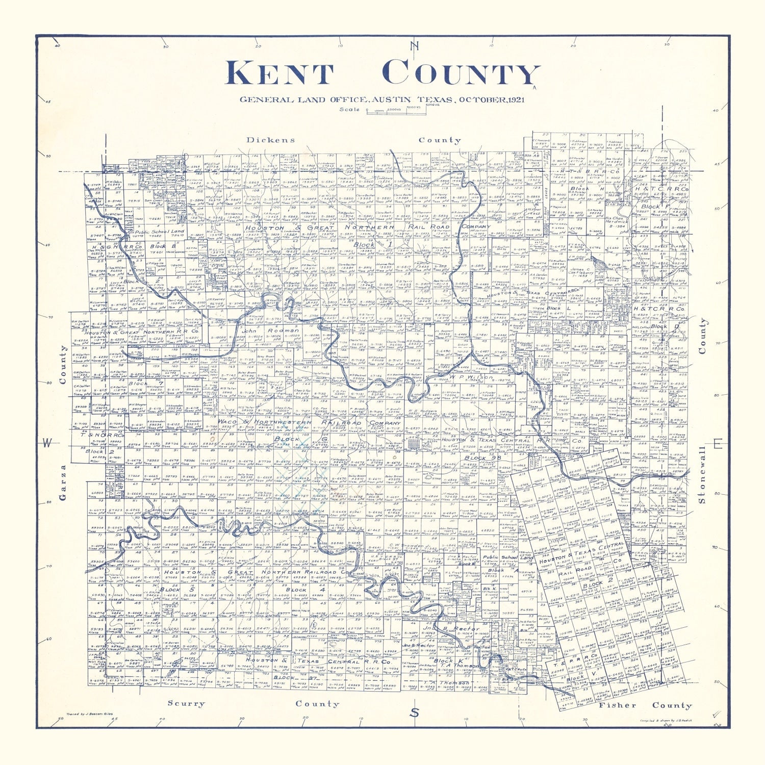 Vintage Map of Kent County, Texas 1921