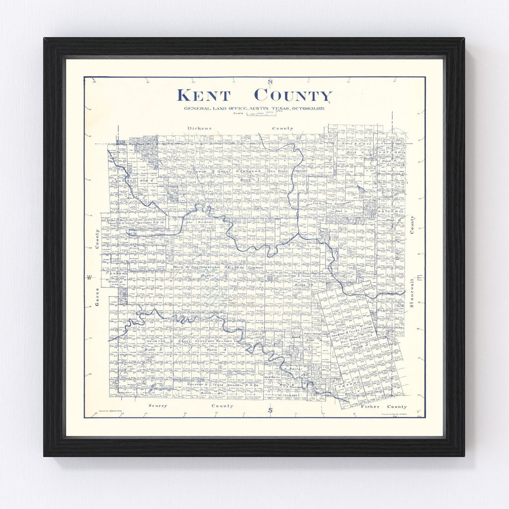 Vintage Map of Kent County, Texas 1921