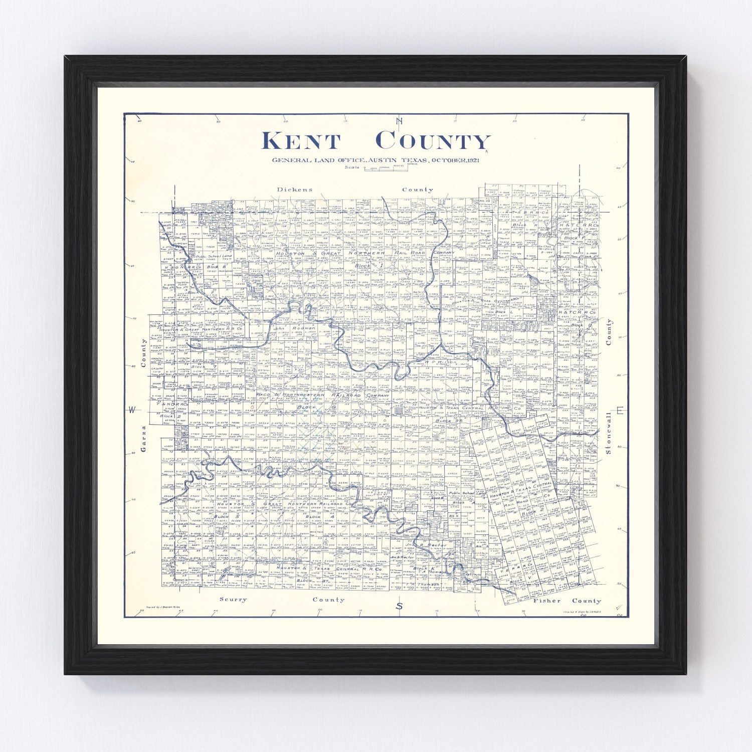 Vintage Map of Kent County, Texas 1921