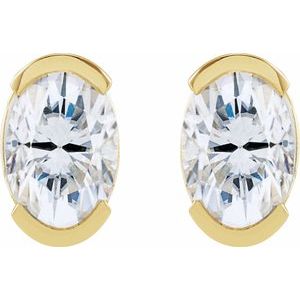 14K Yellow Gold 6x4 mm Lab-Grown Moissanite Stud Earrings – image 2