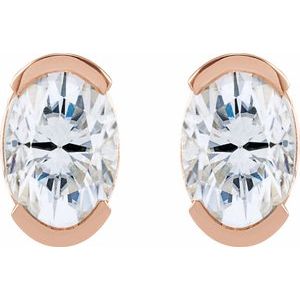 14K Rose Gold 7x5 mm Lab-Grown Moissanite Stud Earrings – image 2