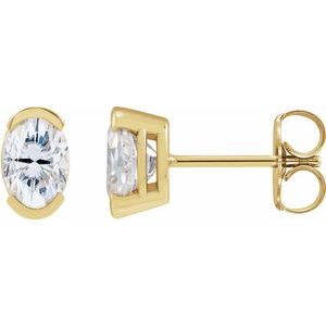 14K Yellow Gold 5x3 mm Lab-Grown Moissanite Stud Earrings