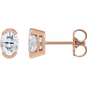 14K Rose Gold 7x5 mm Lab-Grown Moissanite Stud Earrings