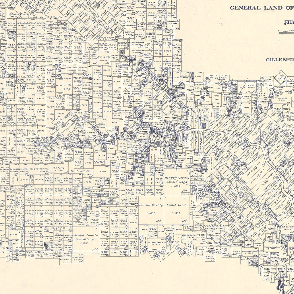 Vintage Map of Kerr County, Texas 1923