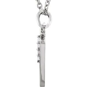 14K White Gold .02 CTW Natural Diamond Lowercase Initial Y 16" Necklace