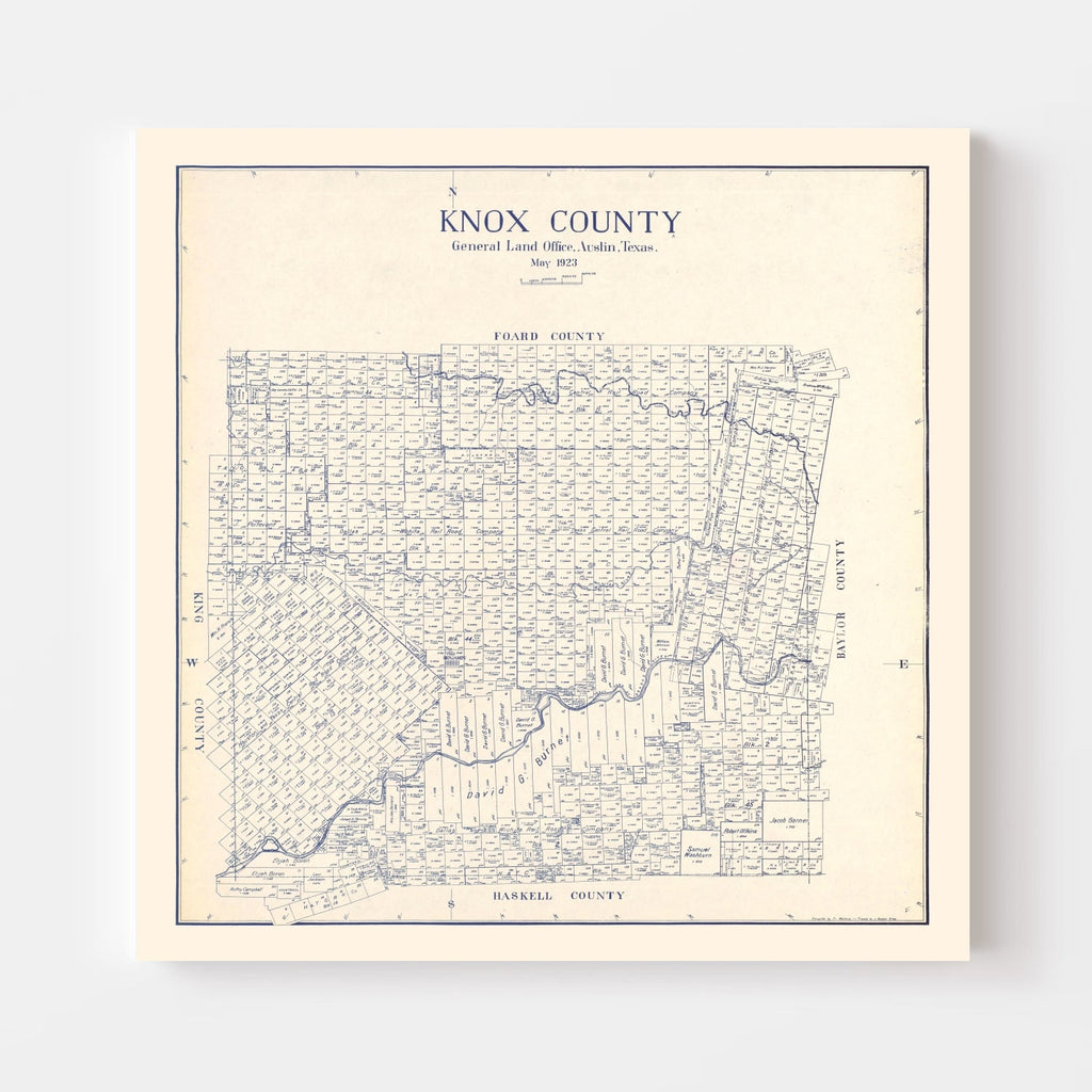 Vintage Map of Knox County, Texas 1923