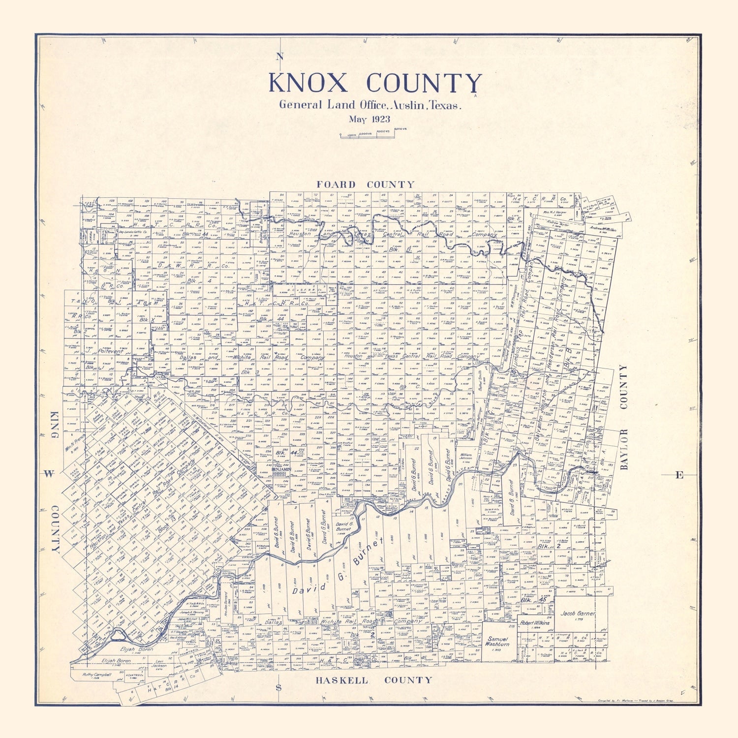 Vintage Map of Knox County, Texas 1923