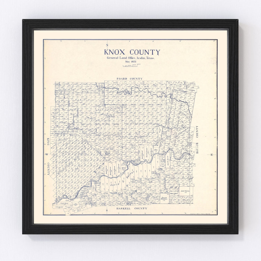 Vintage Map of Knox County, Texas 1923