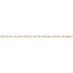 14K Yellow Gold 1 CTW Natural Diamond Link 7" Bracelet