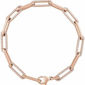 14K Rose Gold 1 CTW Natural Diamond Link 7" Bracelet