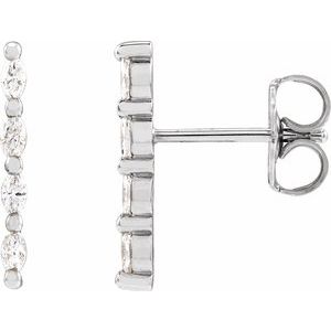 14K White Gold 1/6 CTW Natural Diamond Bar Earring