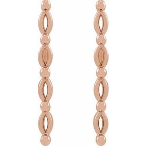 14K Rose Gold 2.5x1.25 mm Marquise Bar Earring Mounting – image 2