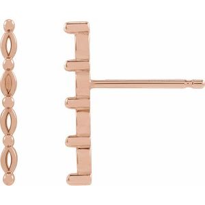 14K Rose Gold 2.5x1.25 mm Marquise Bar Earring Mounting