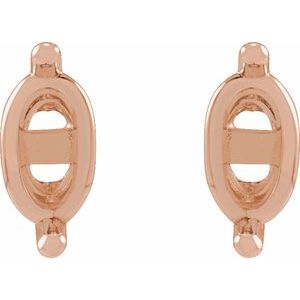 14K Rose Gold 5x3 mm Oval 2-Prong Stud Earring Mounting – image 2