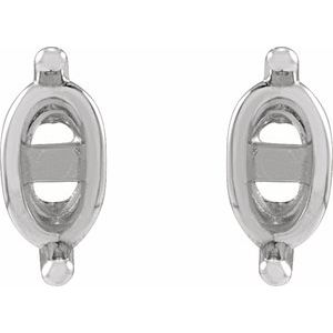 14K White Gold 5x3 mm Oval 2-Prong Stud Earring Mounting – image 2
