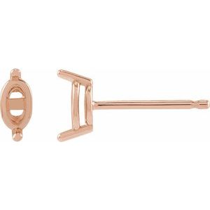 14K Rose Gold 5x3 mm Oval 2-Prong Stud Earring Mounting