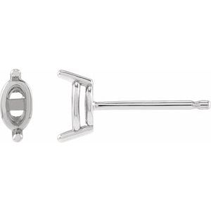 Sterling Silver 4x3 mm Oval 2-Prong Stud Earring Mounting