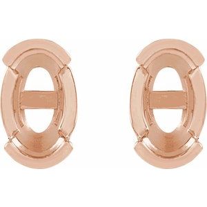 14K Rose Gold 6x4 mm Oval Half-Bezel Stud Earring Mounting – image 2