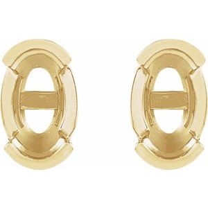 14K Yellow Gold 6x4 mm Oval Half-Bezel Stud Earring Mounting – image 2