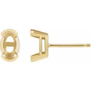 14K Yellow Gold 8x6 mm Oval Half-Bezel Stud Earring Mounting